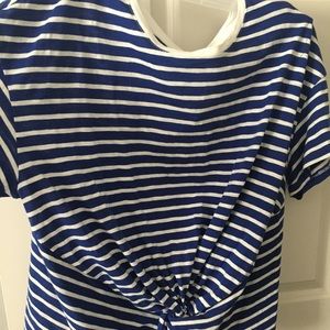 Blue and white striped top